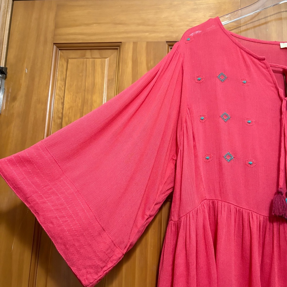 Kori Coral Pink Boho Tassel Tunic Size Small NWT - Picture 5 of 10